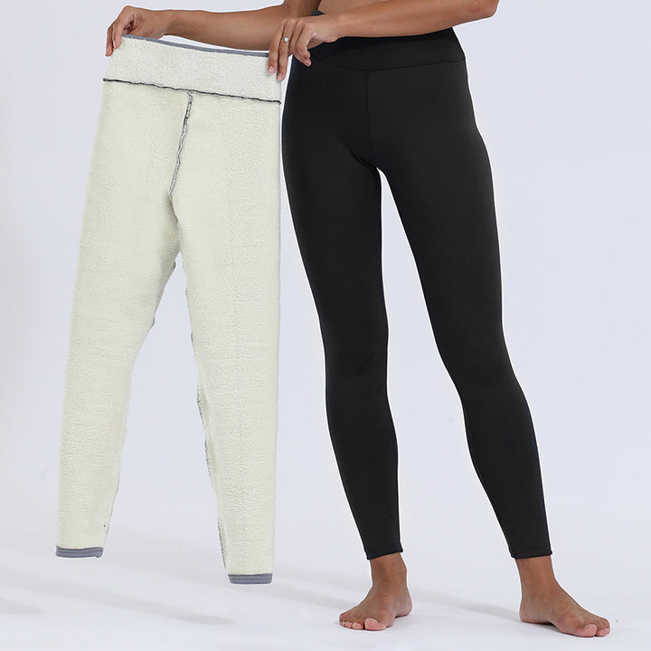 Fleece-lined black thermal leggings