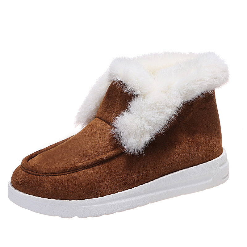 Faux suede ankle boots with fur collar