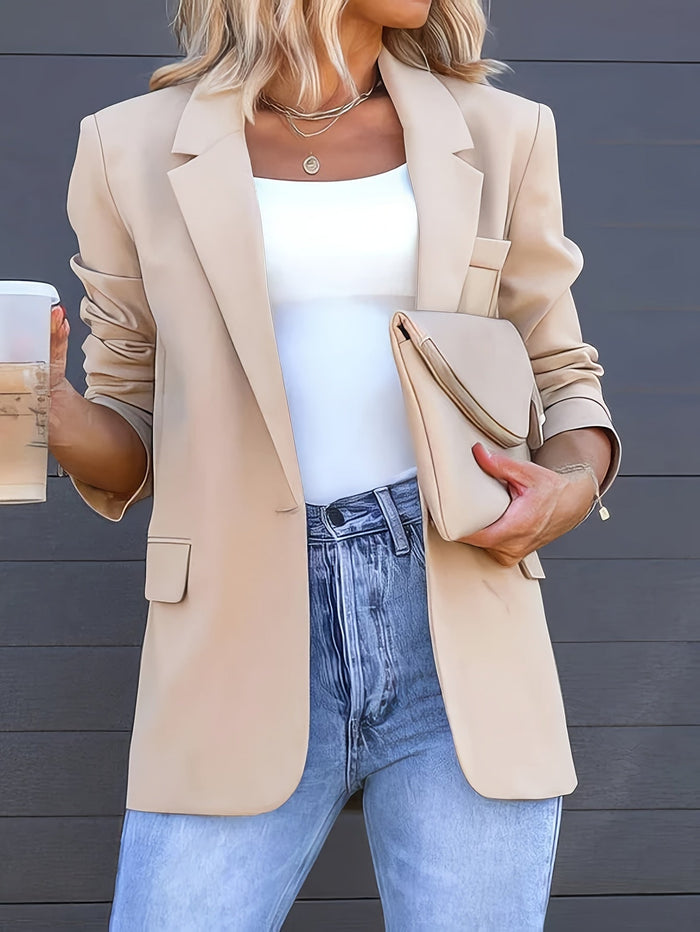Women's Tailored Blazer with Notch Lapel and Front Button