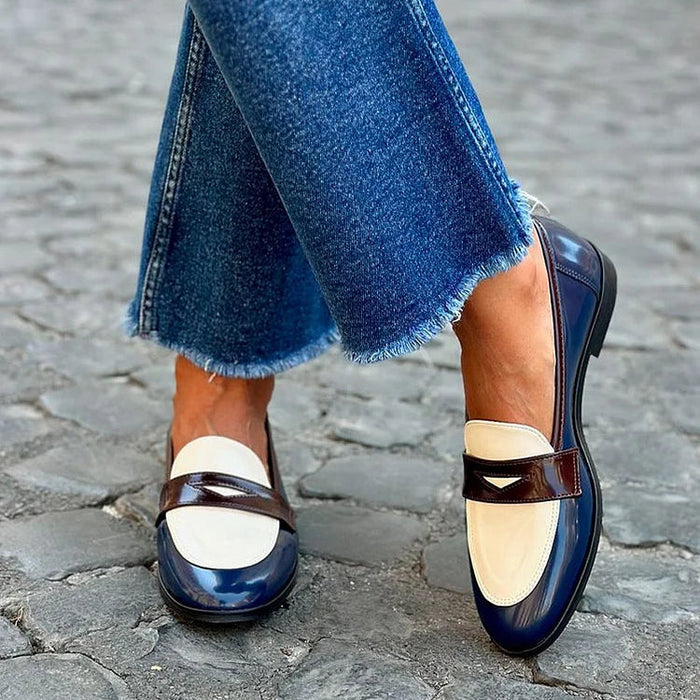 Women's Two-Tone Loafers with Slip-On Design for Work