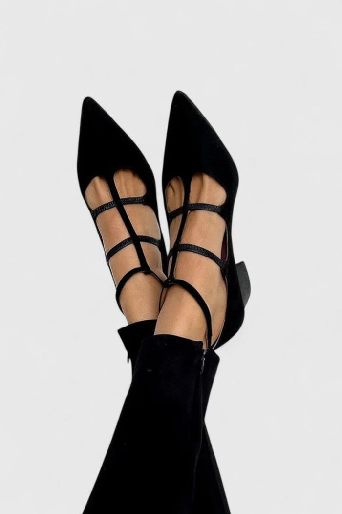 Women's Pointed Lace-Up Heels with Strappy Detail