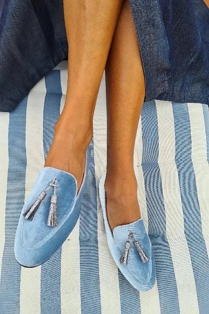 Women's Tassel Loafers with Silver Detail