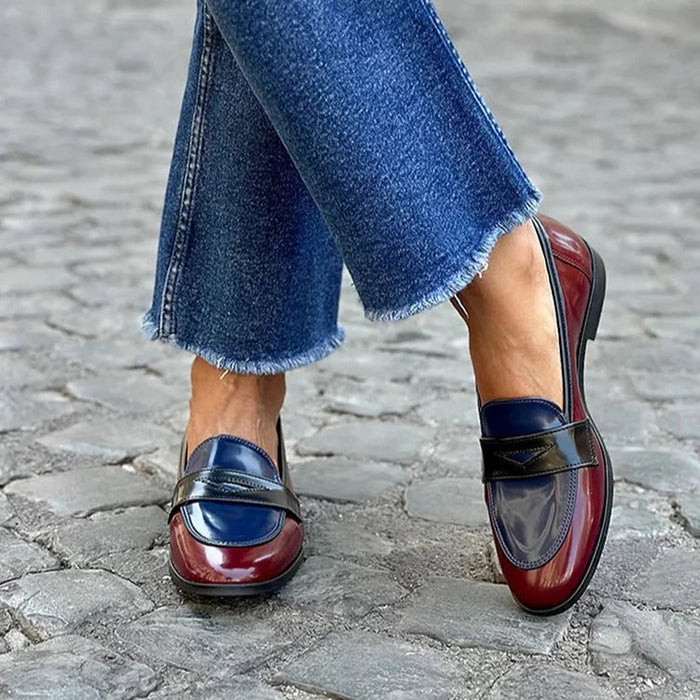 Women's Glossy Multicolour Loafers with Contrast Detail