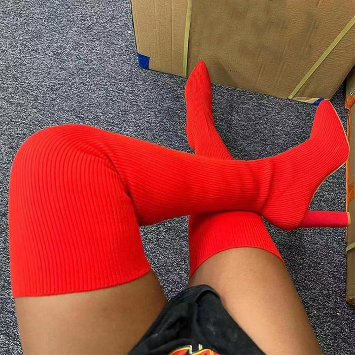 Evie | Over the knee sock boots in stretch knit with high heel