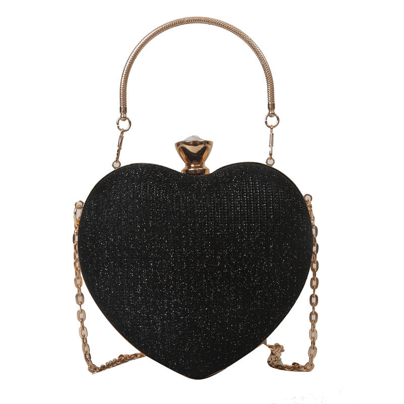 Heart-shaped evening clutch with chain
