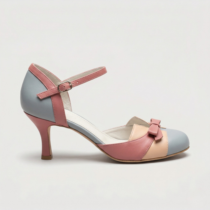 Women's Colour Block Mary Jane Heels with Bow Detail