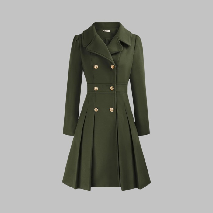 Dami - Classy Double Button Long Sleeve Coat