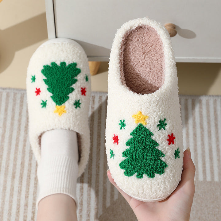 Fluffy Christmas slippers with Santa motif