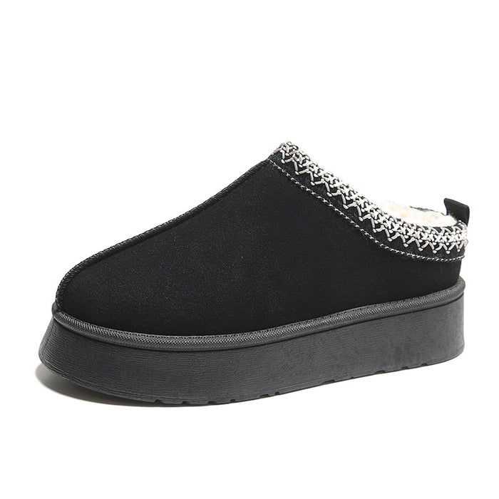 Isla | Platform plush-lined suede boots with embroidered collar