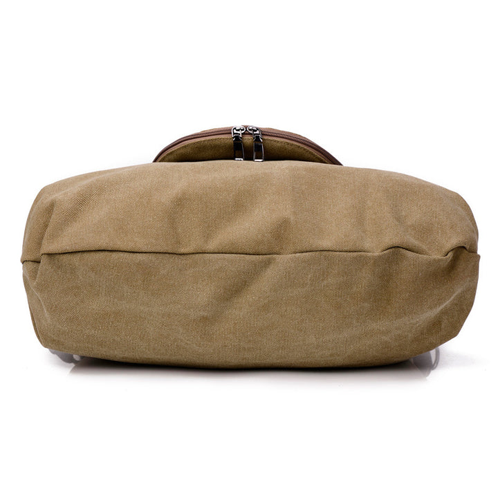 Large canvas shoulder bag with contrast handles