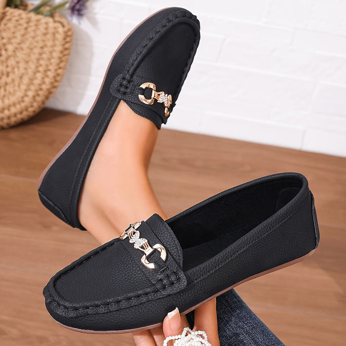 Women's Chain Detail Loafers with Slip-On Fit