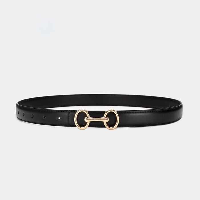 Women's Leather Belt with Horseshoe Buckle Adjustable