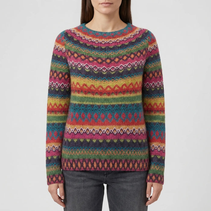 Women's Fair Isle Crew Neck Jumper Long Sleeve
