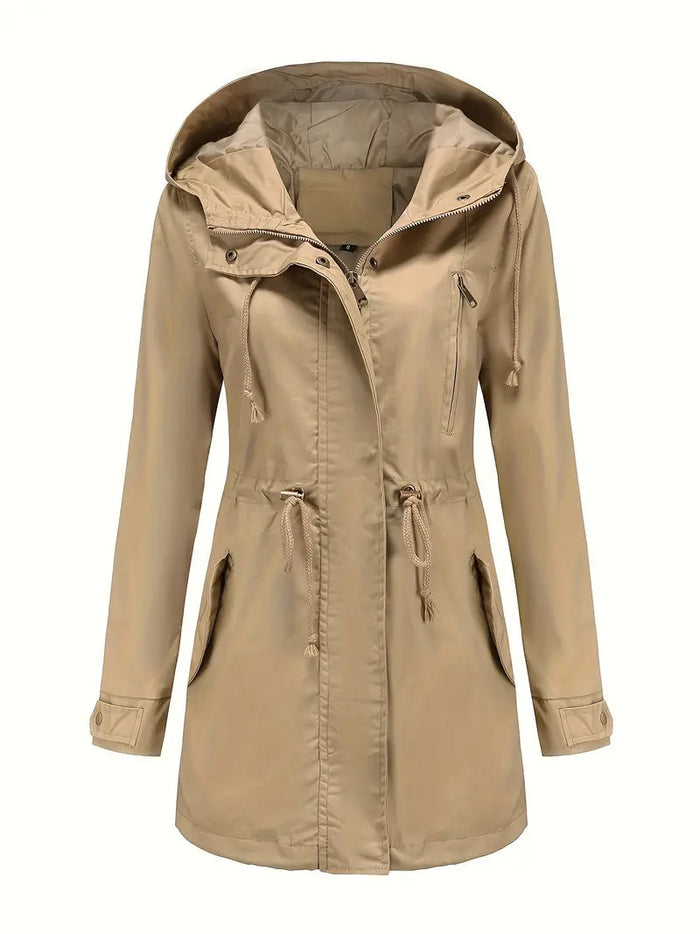 Women's Hooded Waterproof Parka with Drawstring Waist