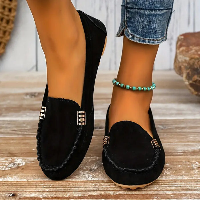 Women's Loafers with Rhinestone Detail and Flat Sole