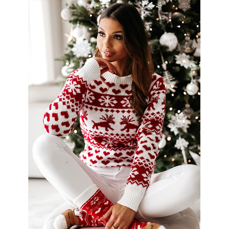 Woman in a reindeer Christmas jumper