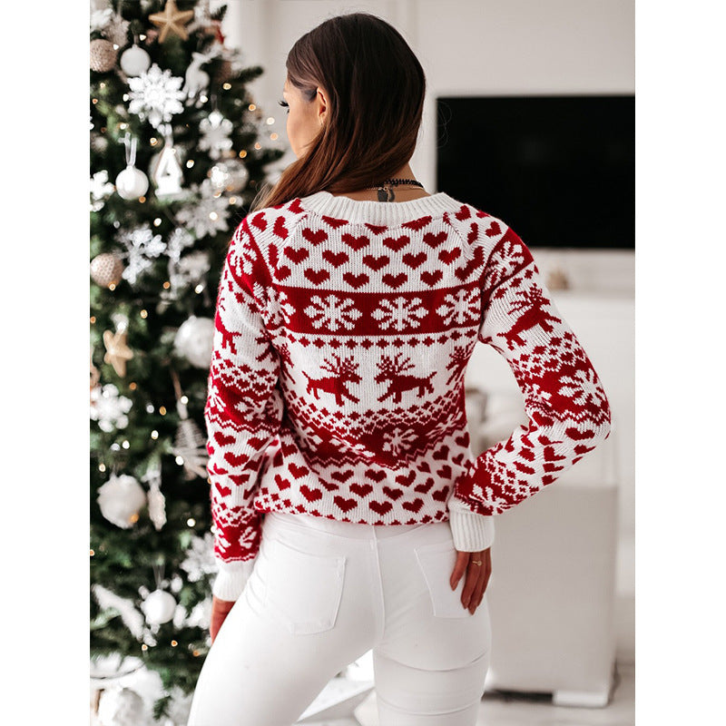 Woman in a reindeer Christmas jumper