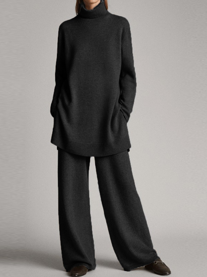 Women's Turtleneck Loungewear Two-Piece Set Relaxed Fit
