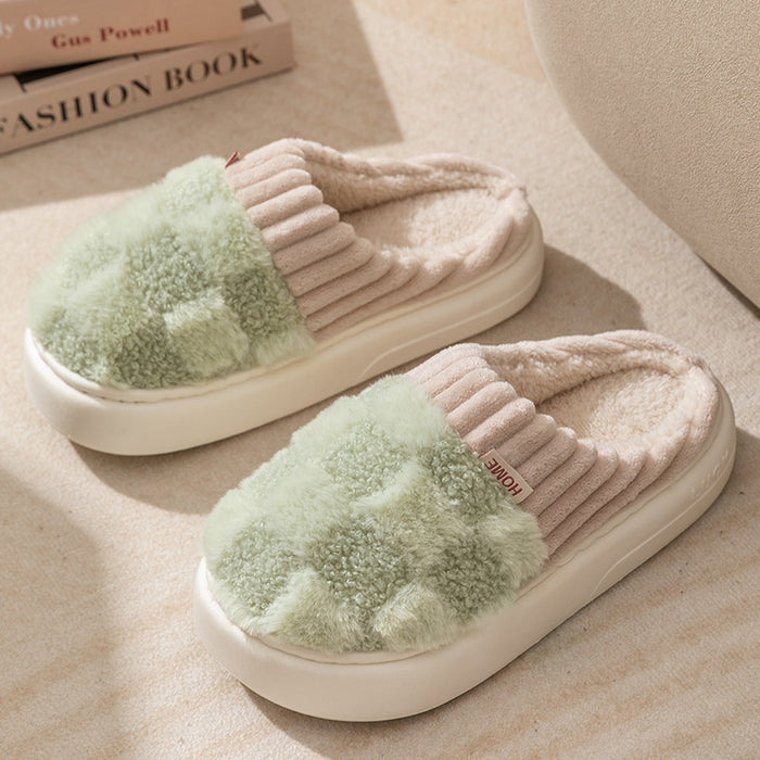 Imogen | Checked plush house slippers with thick soft sole