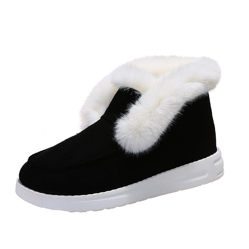 Faux suede ankle boots with fur collar