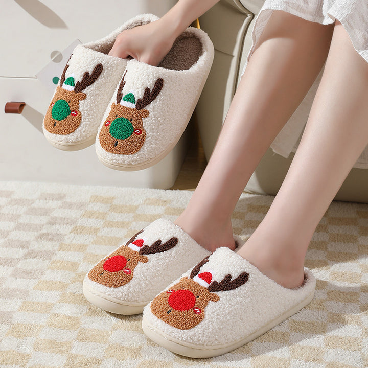 Pair of reindeer Christmas slippers