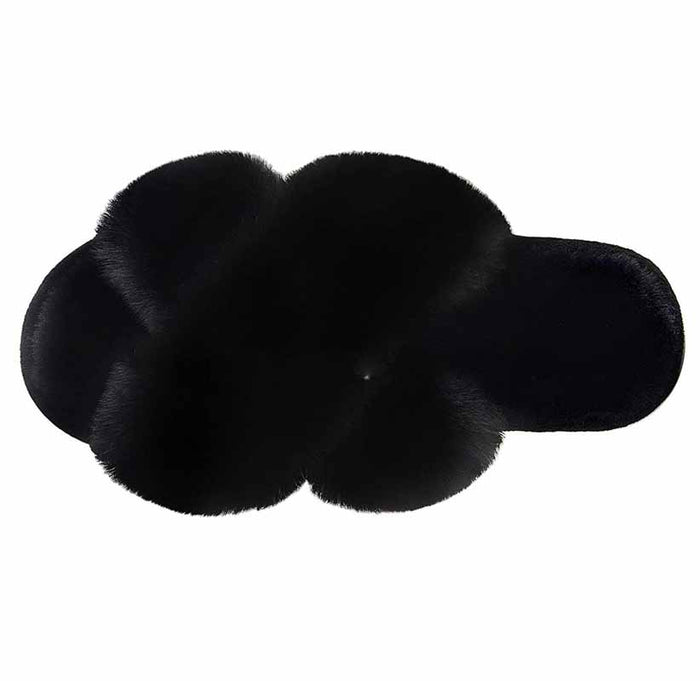 Phoebe | Fluffy criss-cross faux fur slippers with open toe