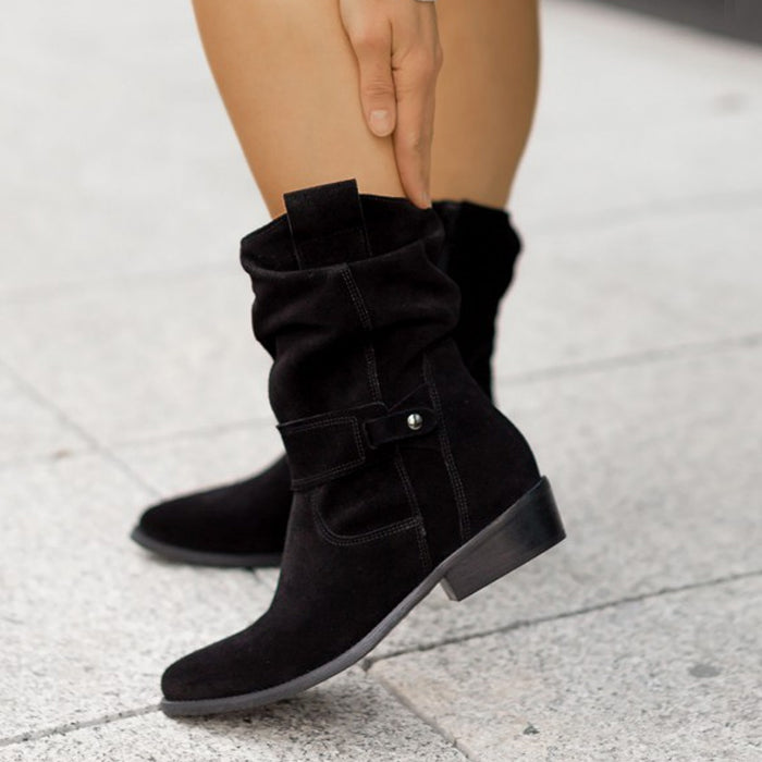 Evie | Women's slouchy suede western boots with pointed toe