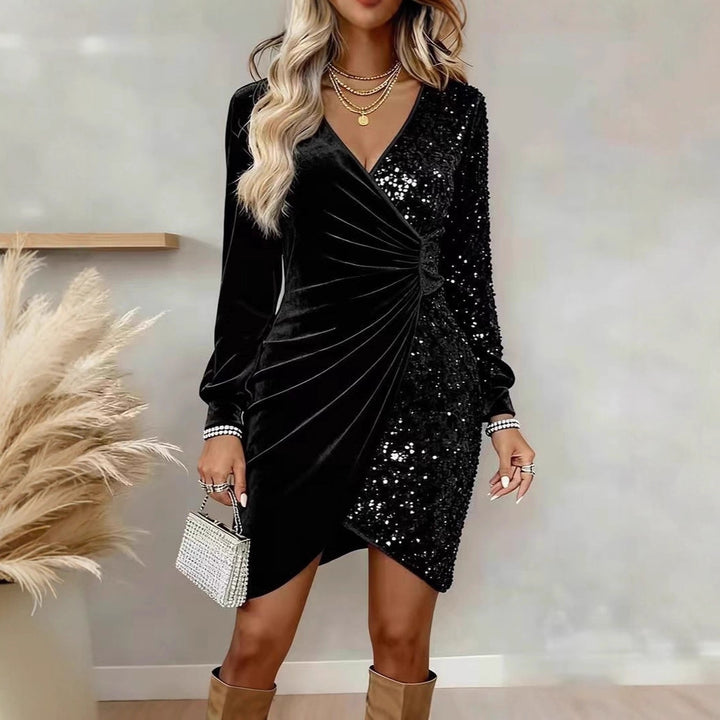 Woman in a sequin bodycon party dress