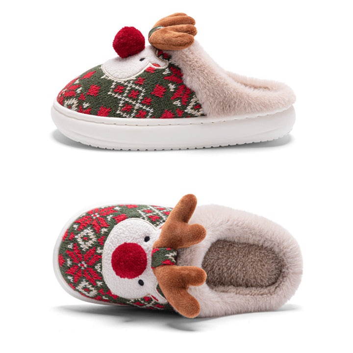 Reindeer slippers with pompom nose