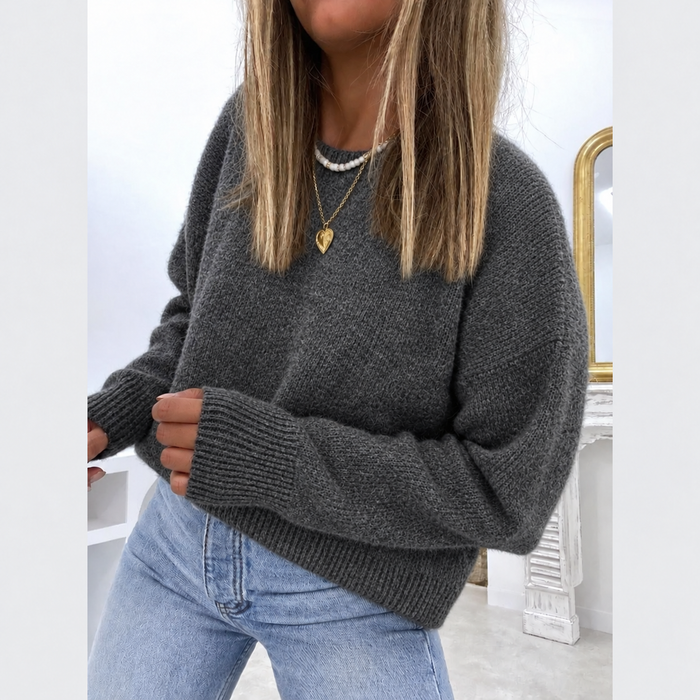 Women's Crew Neck Jumper with Contrast Stripe Detail