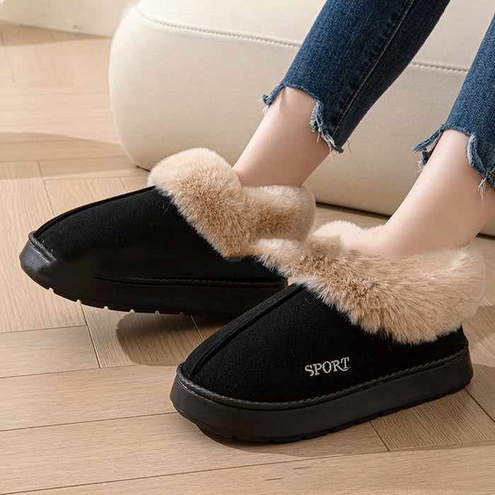 Millie | Platform slippers with faux fur cuff and lining