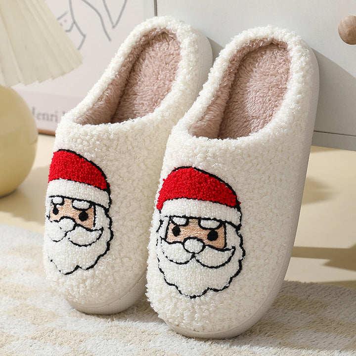 Fluffy Christmas slippers with Santa motif