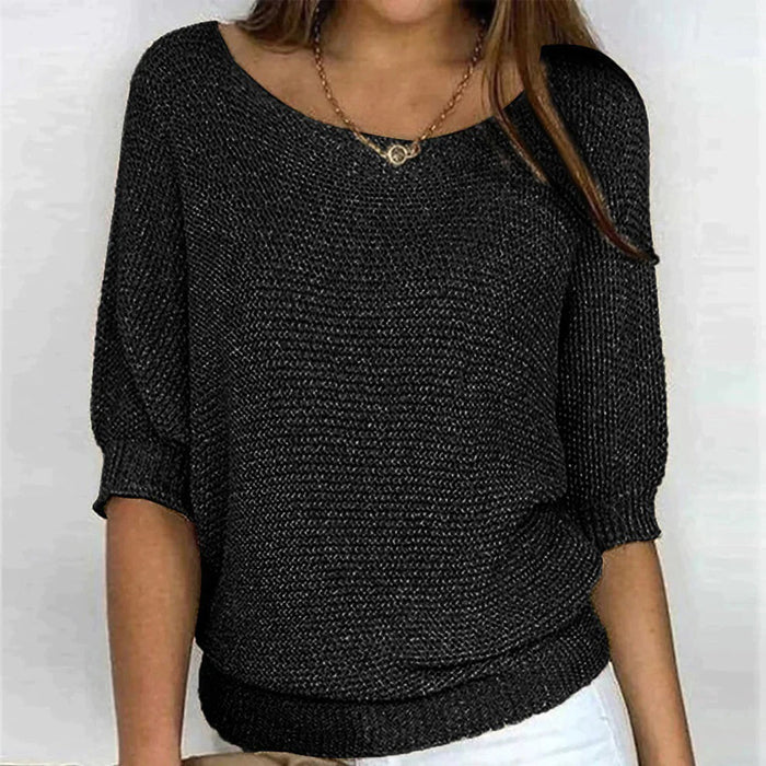Women's Oversized Crew Neck Jumper with Ribbed Hem