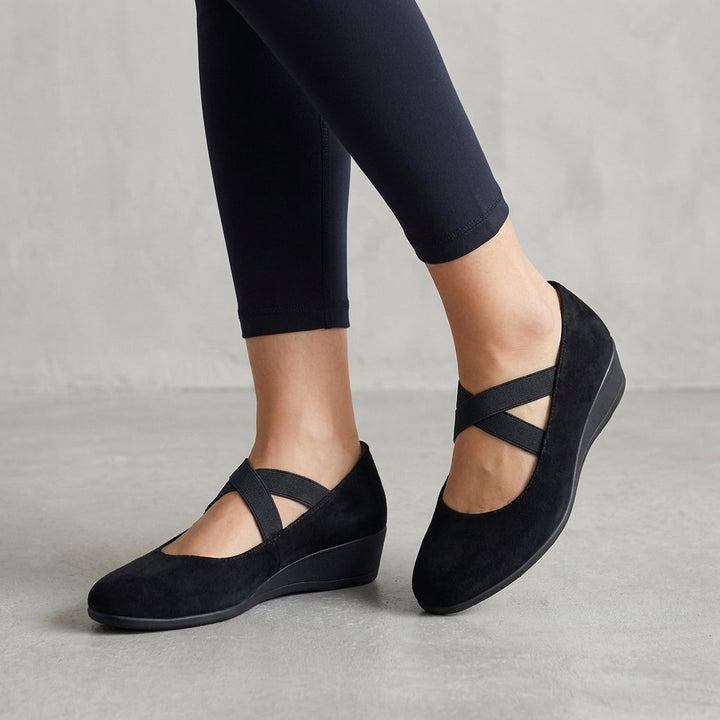 Natalie | Women’s Orthopaedic Criss-Cross Strap Wedge Flats