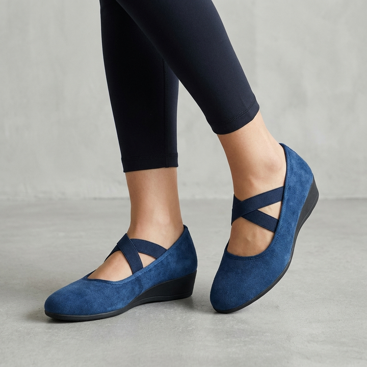 Natalie | Women’s Orthopaedic Criss-Cross Strap Wedge Flats