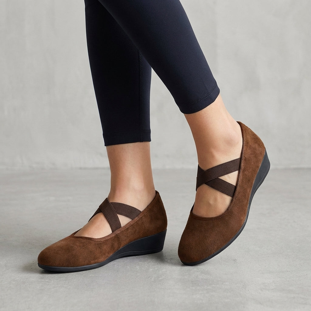 Natalie | Women’s Orthopaedic Criss-Cross Strap Wedge Flats