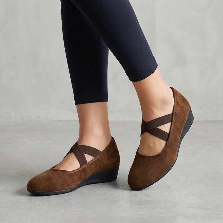 Natalie | Women’s Orthopaedic Criss-Cross Strap Wedge Flats