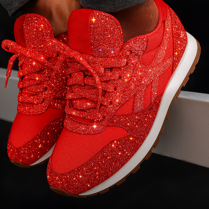 Women's Glitter Chunky Sneakers with Platform Sole
