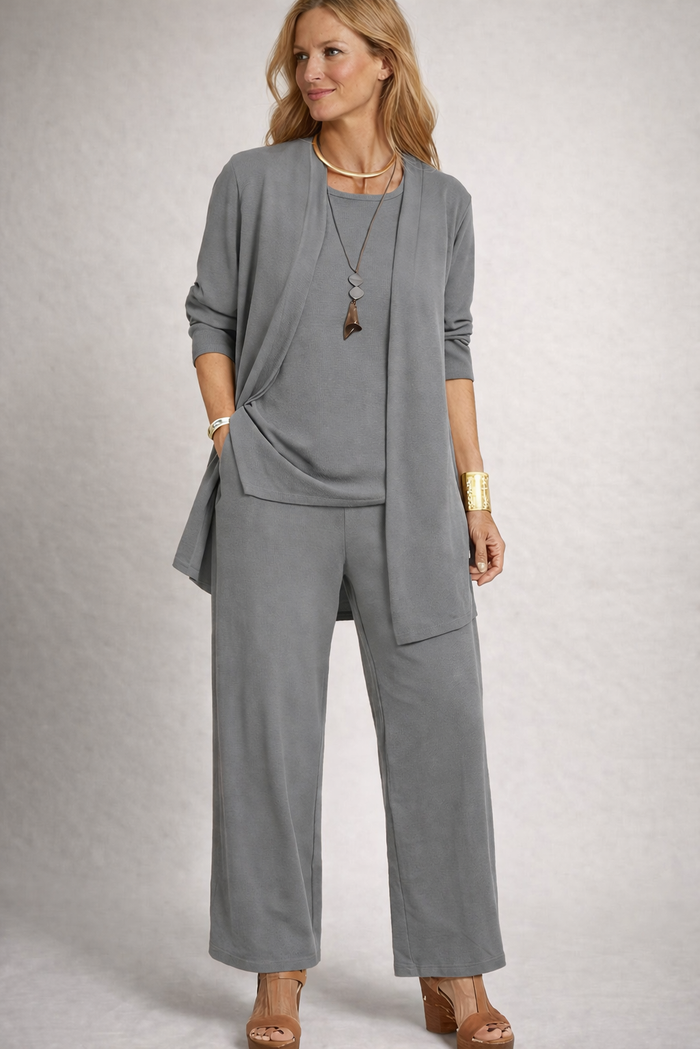 Women's Three-Piece Lounge Set with Long Cardigan