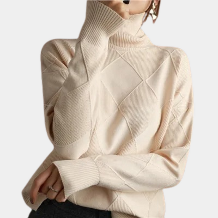 Women's Geometric Cable-Knit Turtleneck Jumper
