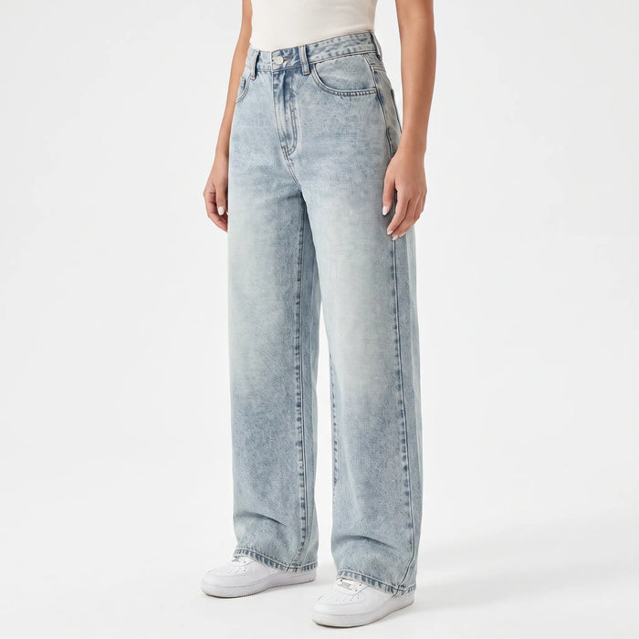 Women's High-Waisted Wide-Leg Jeans Light Wash