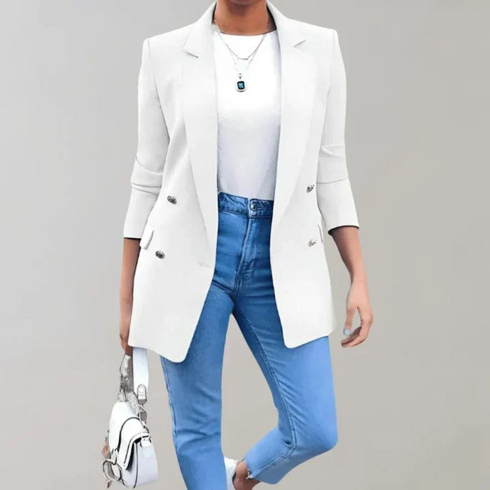 Women's Tailored Blazer with Notched Lapel and Button Front