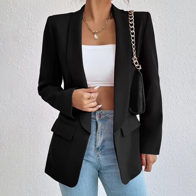 Women's Single-Breasted Blazer with Structured Shoulders