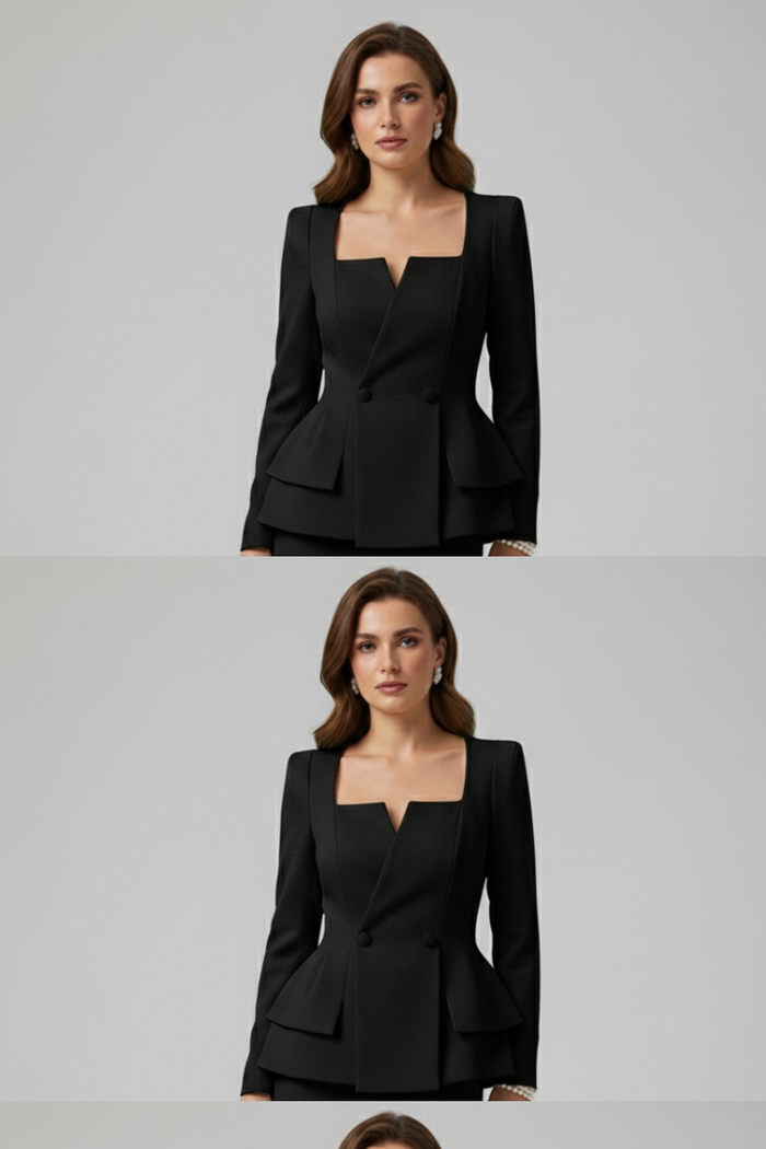 Kylie | Women’s Square Neck Blazer and Skirt Suit