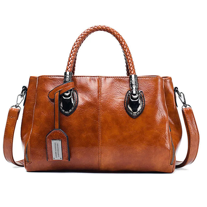 Women's Structured Satchel Handbag with Braided Handles