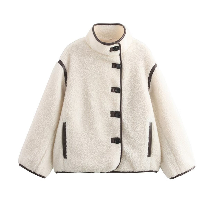 Women's Teddy Fleece Jacket with High Collar