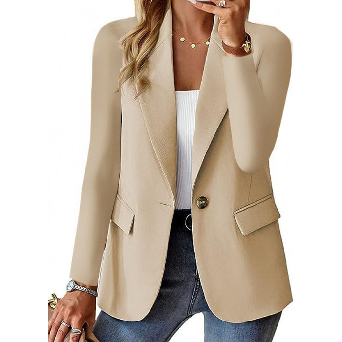 Women's Single-Button Tailored Blazer with Notched Lapels