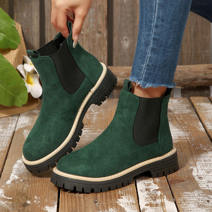 Women's Chelsea Boots with Chunky Tread Sole and Elasticated Side Gussets