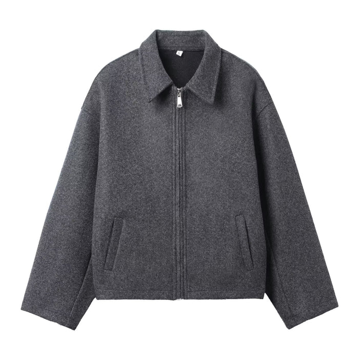 Women's Zip-Front Wool-Blend Jacket with Patch Pockets