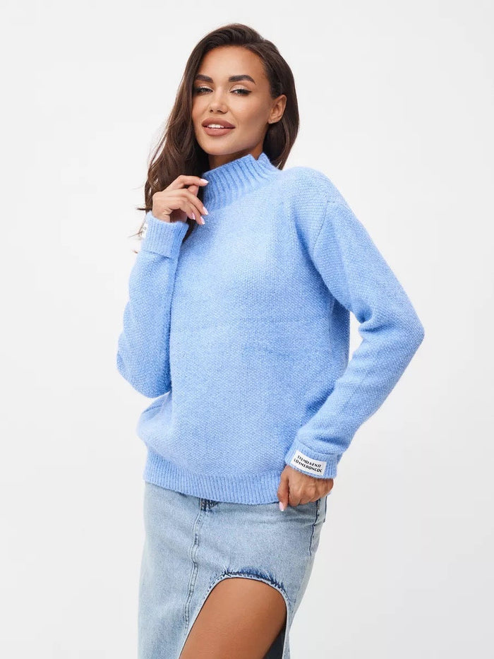 Women's Chunky Turtleneck Jumper Ribbed Cuffs Relaxed Fit